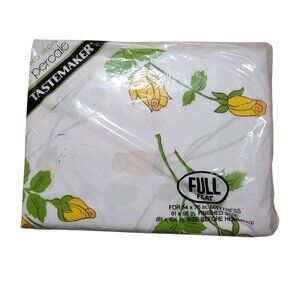 Tastemaker Full Flat Sheet Vtg Floral Multicolor Percale No Iron New